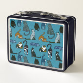 猫好きティール（緑がかった色） メタルランチボックス (裏面)