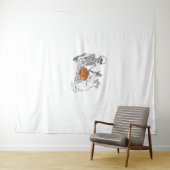 猫好きハロウィンおもしろいスケルトンとキャットレイジーC タペストリー (インサイチュ(横))