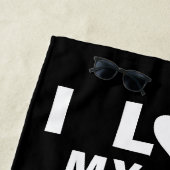 猫好きハート写真猫名ブラック ビーチタオル (インサイチュ)