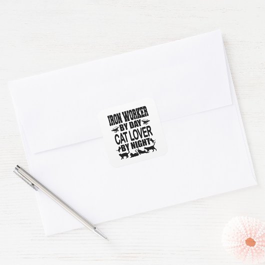 猫好きバイナイトスクエアステッカー スクエアシール