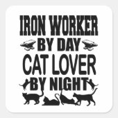 猫好きバイナイトスクエアステッカー スクエアシール (正面)