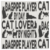 猫好きバグパイププレーヤー ファブリック (クローズアップ)