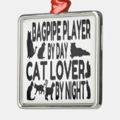 猫好きバグパイププレーヤー メタルオーナメント (左)