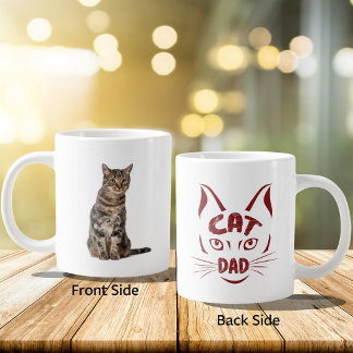 猫好きパパの朝の勝利 フレックス ペット ポートレート ジャンボコーヒーマグカップ