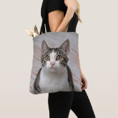 猫好きパーソナライズされた写真 トートバッグ (クローズアップ)