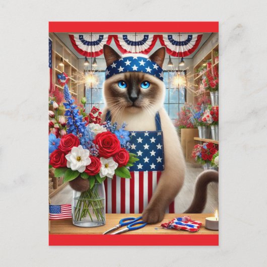 猫好きパーティー第4日7月の独立記念日 ポストカード (正面)