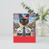 猫好きパーティー第4日7月の独立記念日 ポストカード (スタンド正面)