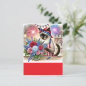 猫好きパーティー第4日7月の独立記念日 ポストカード (スタンド正面)