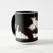 猫好きピアノ鍵盤マグカップ マグカップ (正面左)