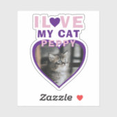 猫好きピンクのハートフォトペット名 シール (シート)