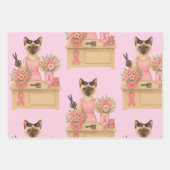 猫好きピンクリボン用乳がん認識度 ラッピングペーパーシート (正面3)