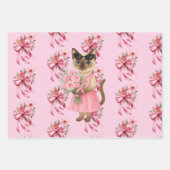 猫好きピンクリボン用乳がん認識度 ラッピングペーパーシート (正面2)