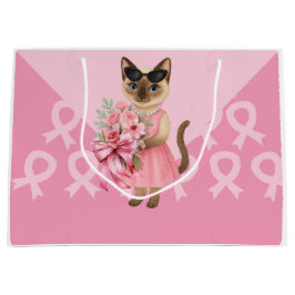 猫好きピンクリボン用乳がん認識度 ラージペーパーバッグ