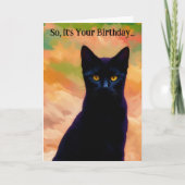 猫好きブラックキャットアーおもしろいトプン誕生日カード カード (正面)