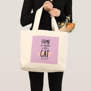 猫好きホームは私の猫がいる場所 ラージトートバッグ