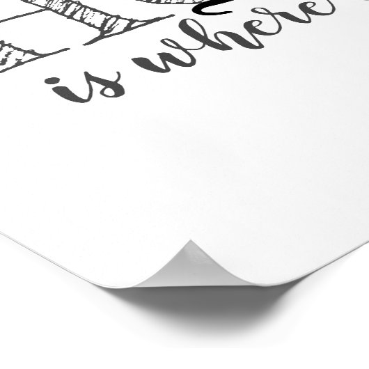 猫好きホーム引用文ミニマリスト白黒 ポスター (角)