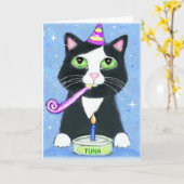 猫好きボーイ誕生日カード カード (黄色い花)