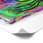 猫好きポスター「ザ・好奇心抽象芸術猫」 ポスター (角)