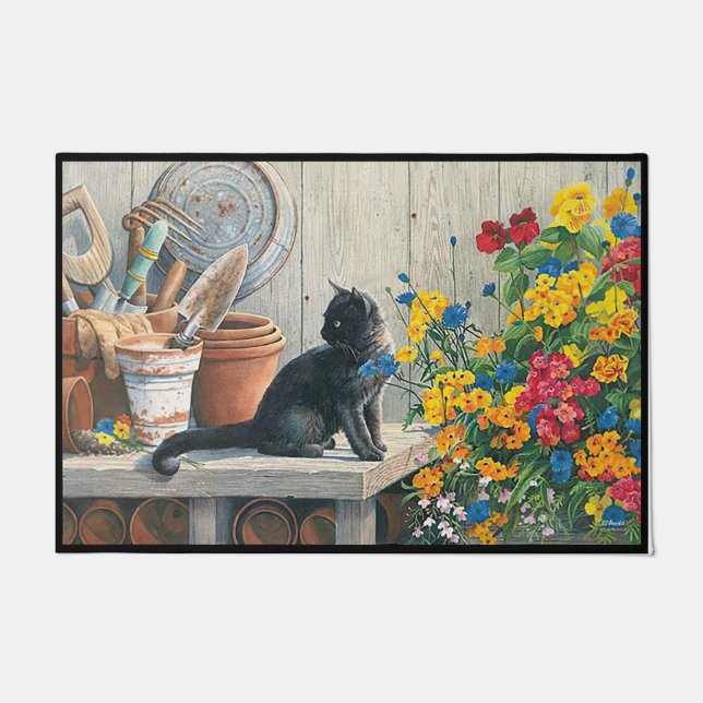 猫好きマット、キャットウェルカムマット、キャットギフト ドアマット (正面)