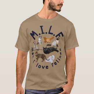 猫好きミルフマンIラブ猫科の動物 Tシャツ