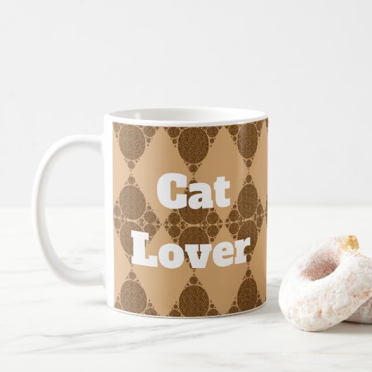 猫好きヤマネコ模様の幾何学的ダイヤモンド コーヒーマグカップ (ドーナツ)