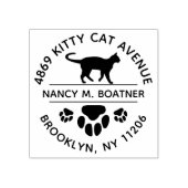 猫好きラウンド差出人住所スタンプ(ポーズ付) ラバースタンプ (インプリント)