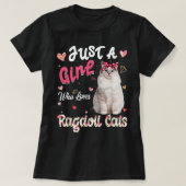 猫好きラグドールの猫が大好きな女の子おもしろい Tシャツ (デザイン正面)