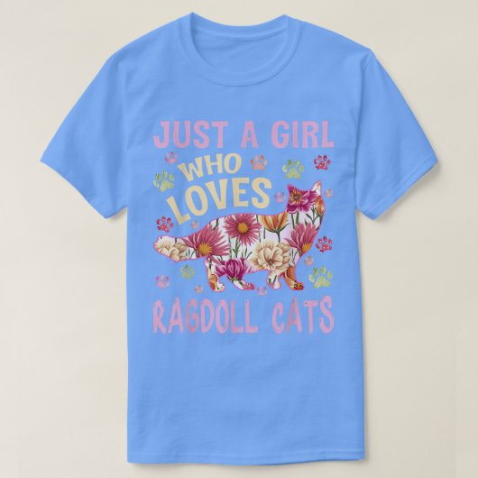 猫好きラグドールの猫が大好きな女の子おもしろい Tシャツ (デザイン正面)