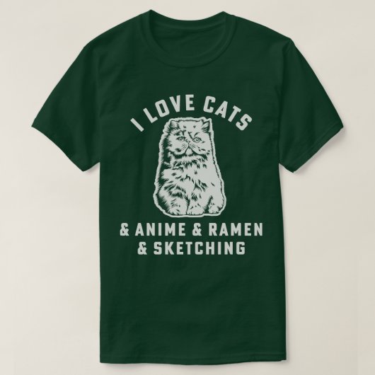 猫好きラーメン猫ママ女の子 Tシャツ (デザイン正面)