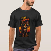 猫好きレトロ Tシャツ (正面)