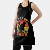 猫好きヴィンテージ猫好きの女の子 エプロン (インサイチュ)