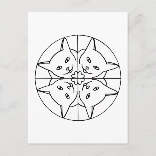 猫好き万華鏡のように千変万化するパターンネコハートはがき ポストカード (正面)