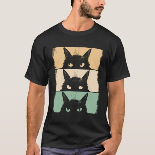 猫好き不機嫌な黒猫ネコ猫ママ猫パパ Tシャツ (正面)