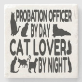 猫好き保護司 ストーンコースター (正面)