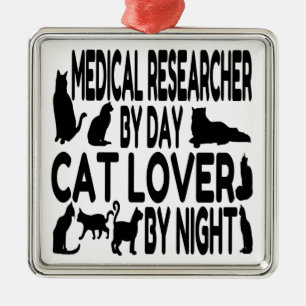 猫好き医学研究者 メタルオーナメント