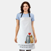 猫好き可愛いおもしろいハッピーバレンタインデー エプロン (着用した状態)