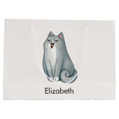 猫好き可愛いおもしろいハッピーバレンタインデー ラージペーパーバッグ (裏面)