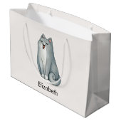 猫好き可愛いおもしろいハッピーバレンタインデー ラージペーパーバッグ (裏面アングル)