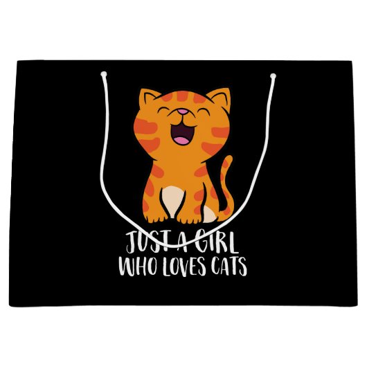 猫好き女子のプルオーバー ラージペーパーバッグ (正面)