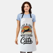 猫好き女子のレトロ・ヴィンテージ風猫デザイン エプロン (着用した状態)