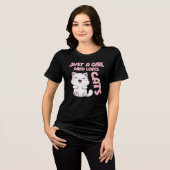 猫好き女子 トライブレンドＴシャツ (正面全面)