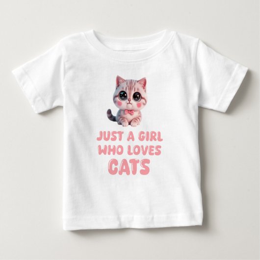 猫好き女子 ベビーTシャツ (正面)