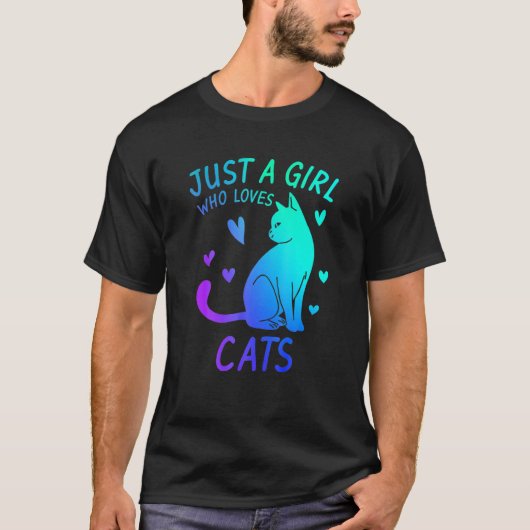 猫好き女子 水彩画風 かわいい猫 Tシャツ (正面)