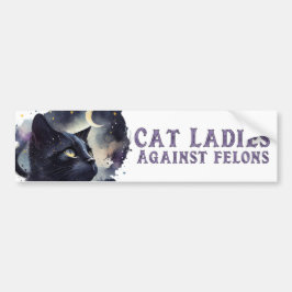 猫好き女性のトランプ反対バンパーステッカー バンパーステッカー