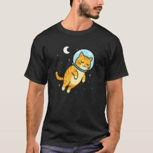 猫好き宇宙飛行士スペースムーンお母さんお父さん子供 Tシャツ