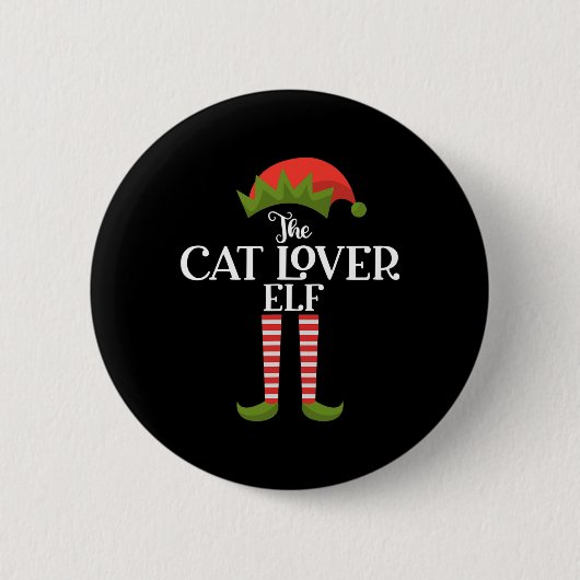 猫好き小妖精や小人クリスマスおもしろいファミリーマッチンググループ 缶バッジ (正面)