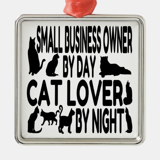 猫好き小規模企業オーナー メタルオーナメント (正面)