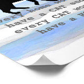 猫好き引用文オン水彩ストライプデザイン ポスター (角)