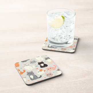 猫好き懸命プラスチックコースター – おもしろいテーブルデコール コースター