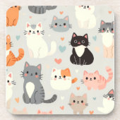猫好き懸命プラスチックコースター – おもしろいテーブルデコール コースター (正面)